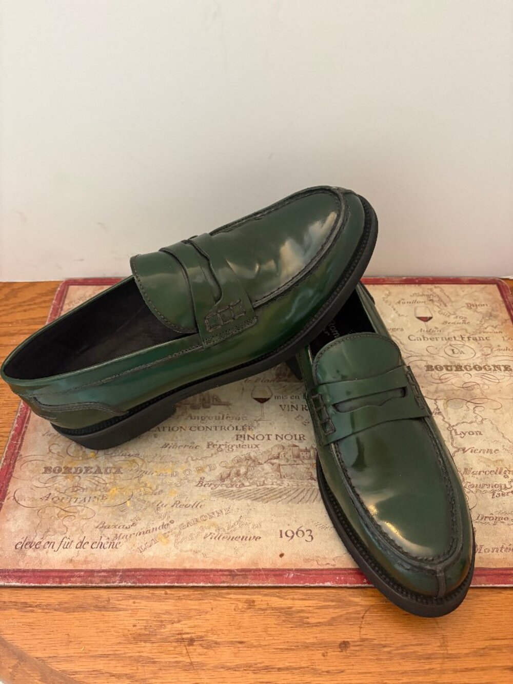 👞 Antonio Roma Green Leather Penny Loafers (Style B01) Size: EU 41